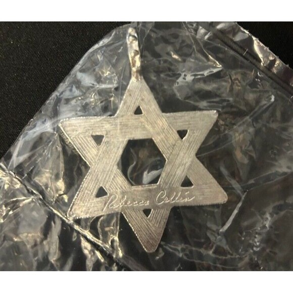 Vintage 1980 Rebecca Collins Star of David Pendant Scarf Jewelry NEW SEALED 2in - Picture 3 of 5